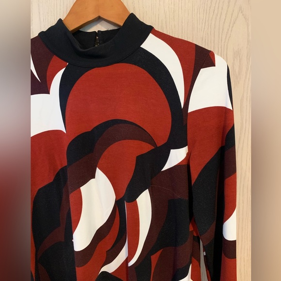 INC Long Sleeve High Collar Abstract Print Dress - Picture 4 of 7